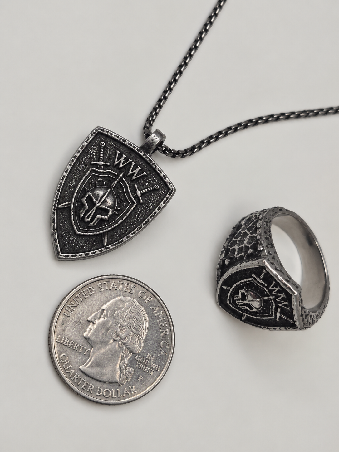 Stainless Steel Pendant - Oxidized Finish